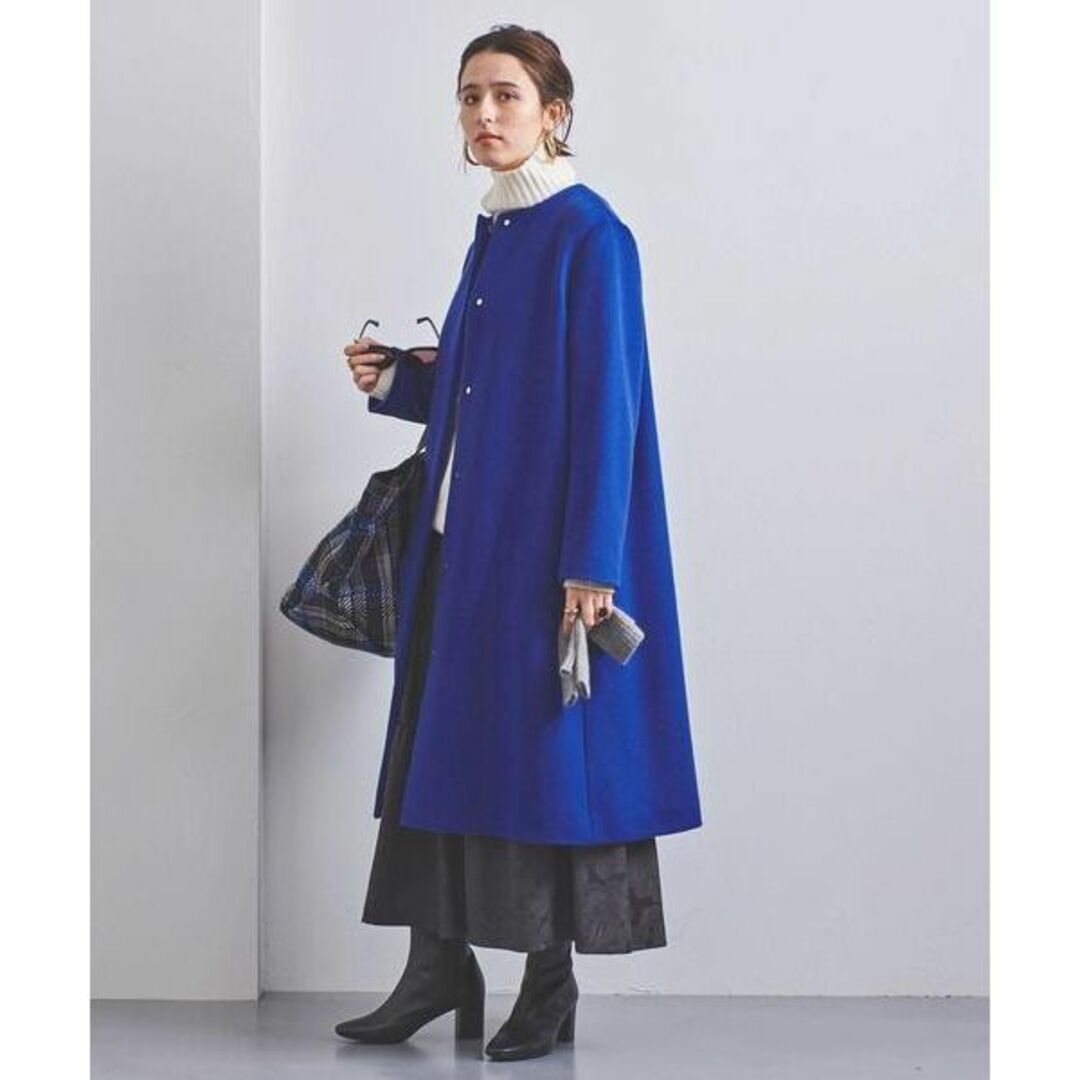 UNITED ARROWS(ユナイテッドアローズ)の美品 UNITED ARROWS UBCS ノーカラー ベルライン コート レディースのジャケット/アウター(ロングコート)の商品写真