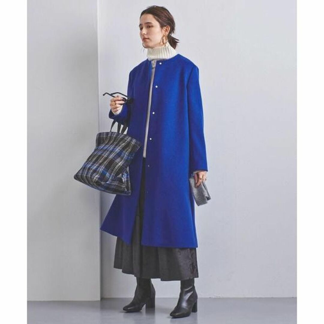 UNITED ARROWS(ユナイテッドアローズ)の美品 UNITED ARROWS UBCS ノーカラー ベルライン コート レディースのジャケット/アウター(ロングコート)の商品写真