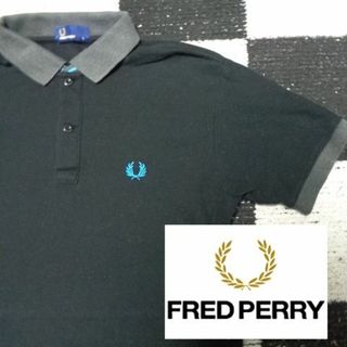 FRED PERRY - 【フレッドペリー】半袖鹿の子ポロシャツL黒グレー