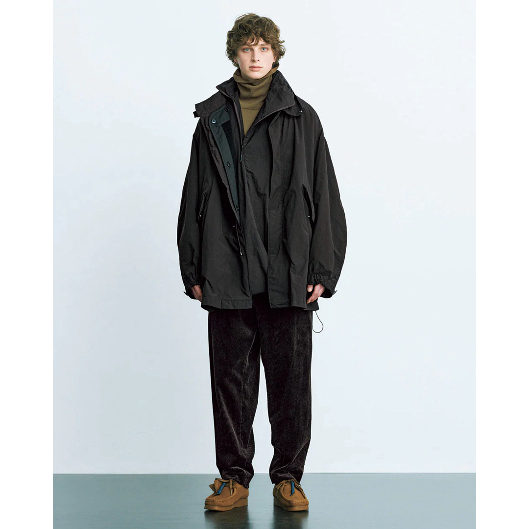 ATON(エイトン)のATON AIR VENTILE SHORT MODS COAT Black メンズのジャケット/アウター(モッズコート)の商品写真