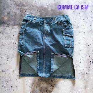 コムサイズム(COMME CA ISM)のサイドスリット　デニムスカートM(ひざ丈スカート)