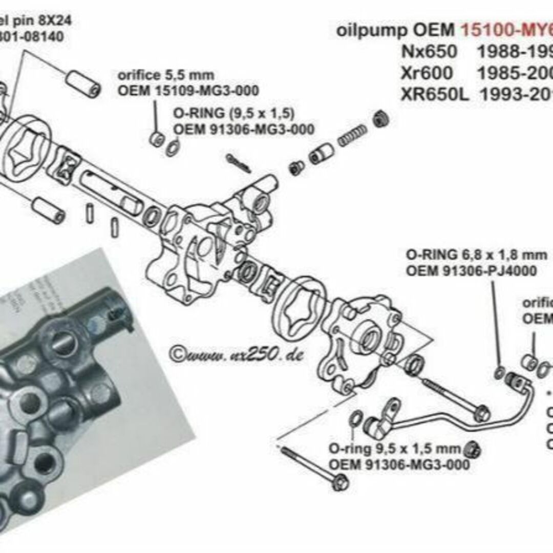 ホンダ(ホンダ)のホンダ XR650L ポンプ Oil Pump Assembly メーカー純正品 自動車/バイクの自動車(車種別パーツ)の商品写真