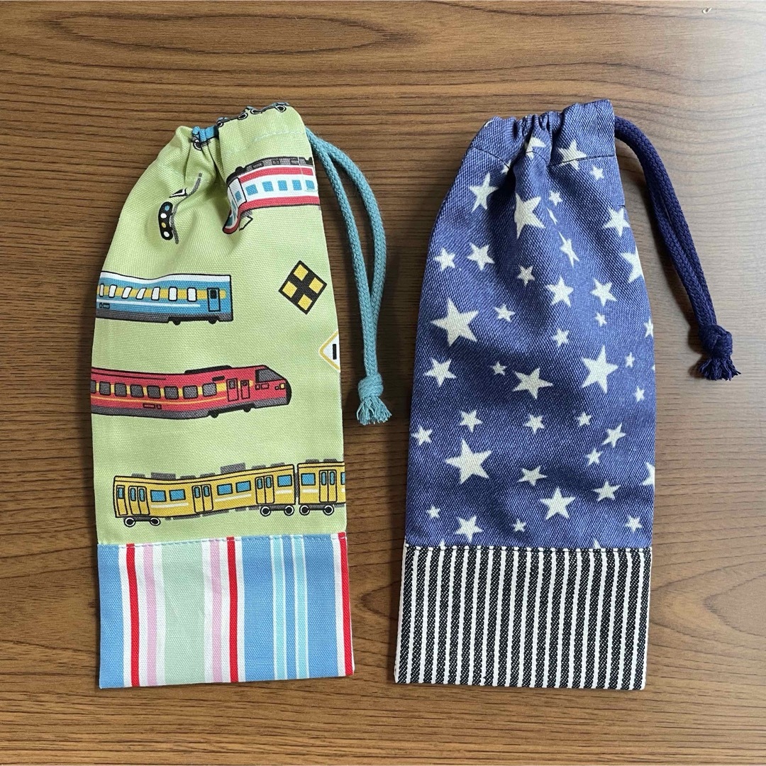2枚組 お箸袋 歯ブラシ袋　新幹線&星 ハンドメイドのキッズ/ベビー(外出用品)の商品写真