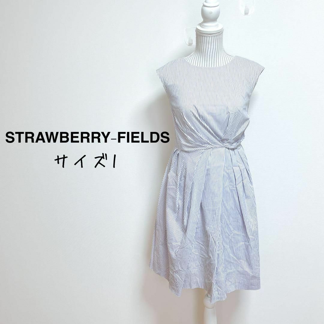 STRAWBERRY-FIELDS(ストロベリーフィールズ)のストロベリーフィールズ　ノースリーブワンピース　タック入り　ストライプ【1】 レディースのワンピース(ひざ丈ワンピース)の商品写真