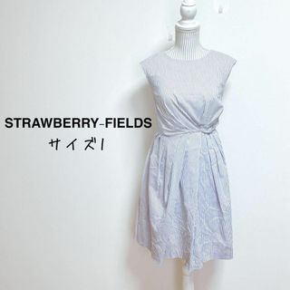 ストロベリーフィールズ(STRAWBERRY-FIELDS)のストロベリーフィールズ　ノースリーブワンピース　タック入り　ストライプ【1】(ひざ丈ワンピース)