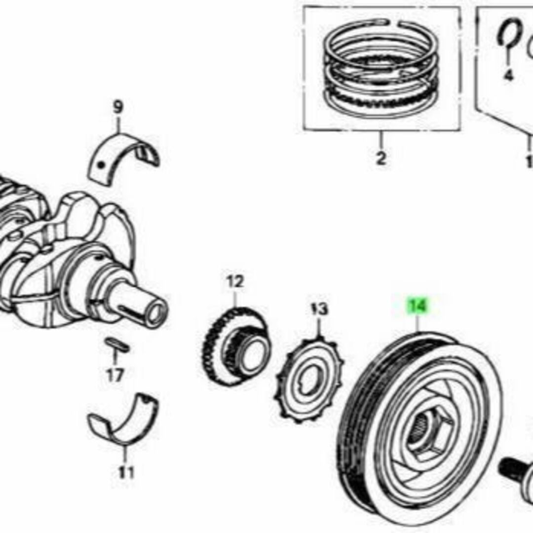 ホンダ(ホンダ)のホンダ シビック 4D FD2 プーリー クランクシヤフトメーカー純正品 自動車/バイクの自動車(車種別パーツ)の商品写真