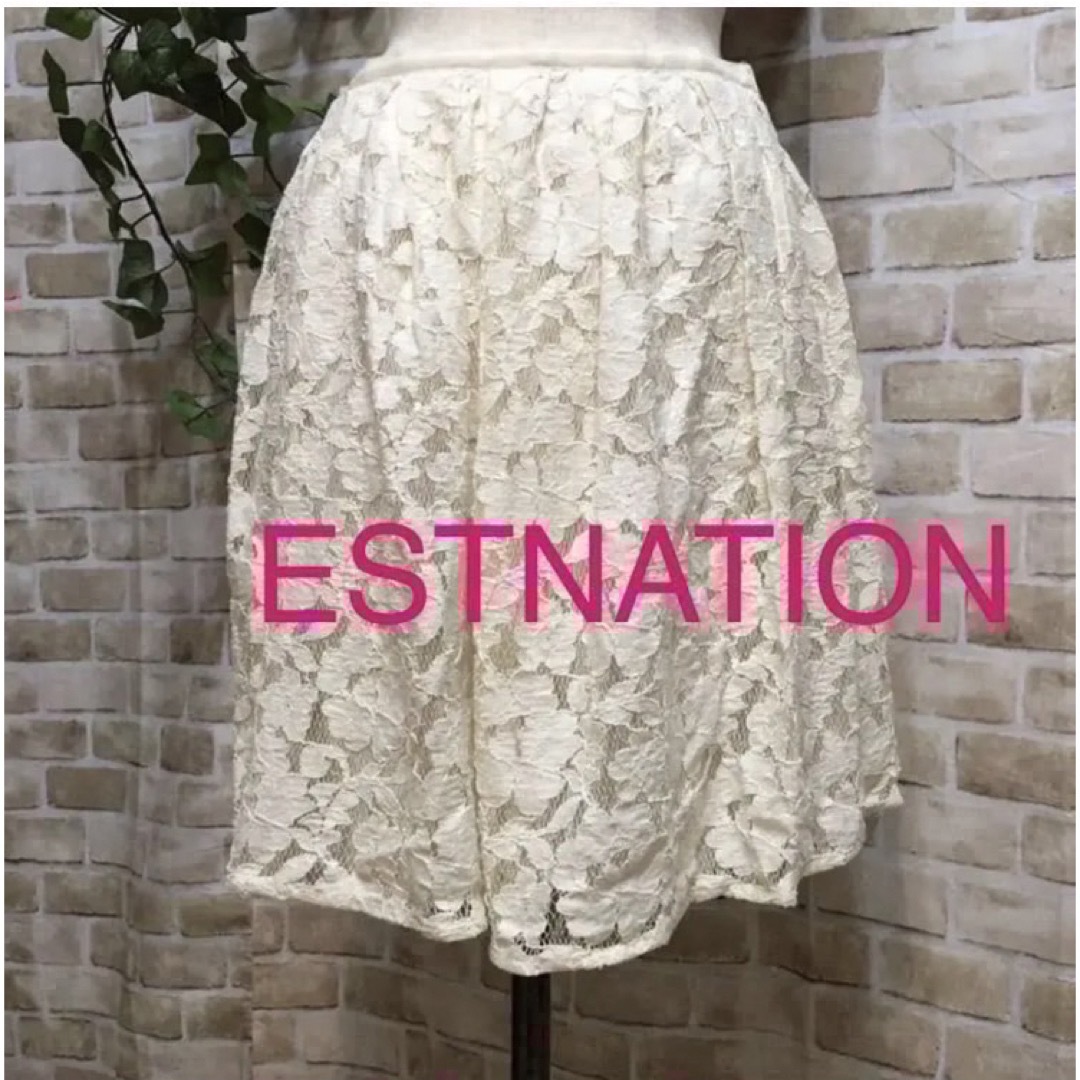 ESTNATION(エストネーション)の感謝sale❤️402❤️ESTNATION❤️上品&可愛いレース花柄スカート レディースのスカート(ひざ丈スカート)の商品写真