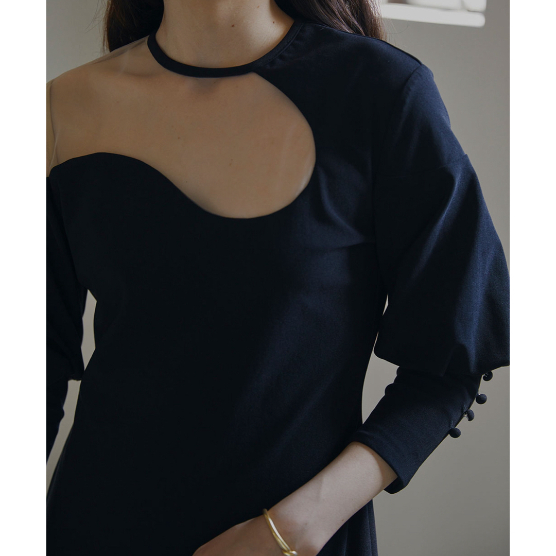 Ameri VINTAGE(アメリヴィンテージ)のAmeriVINTAGE LAKE CURVE TRICOT RIB DRESS レディースのフォーマル/ドレス(ロングドレス)の商品写真