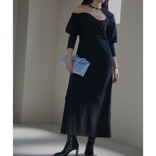 アメリヴィンテージ(Ameri VINTAGE)のAmeriVINTAGE LAKE CURVE TRICOT RIB DRESS(ロングドレス)