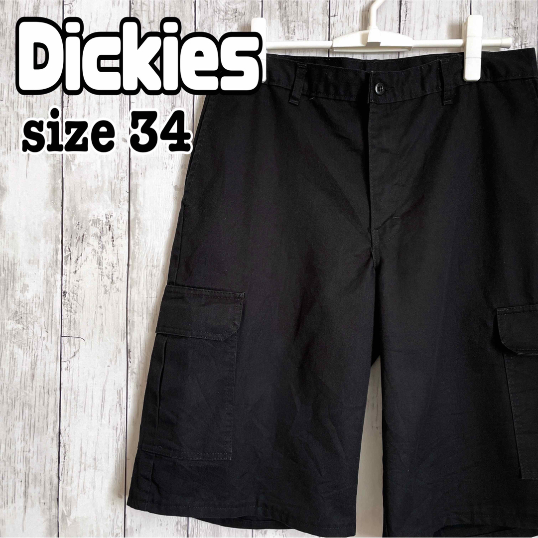 Dickies(ディッキーズ)のDickies ディッキーズ カーゴショーツ 無地 34 黒 ブラック 海外古着 メンズのパンツ(ワークパンツ/カーゴパンツ)の商品写真