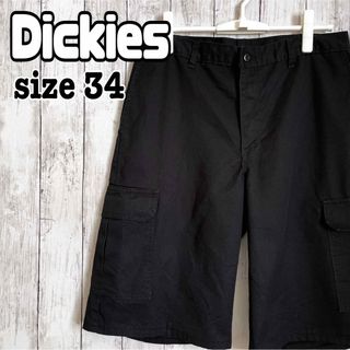 ディッキーズ(Dickies)のDickies ディッキーズ カーゴショーツ 無地 34 黒 ブラック 海外古着(ワークパンツ/カーゴパンツ)