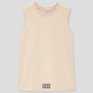 ユニクロ(UNIQLO)のユニクロ　コットンノースリーブT ベージュ(Tシャツ(半袖/袖なし))