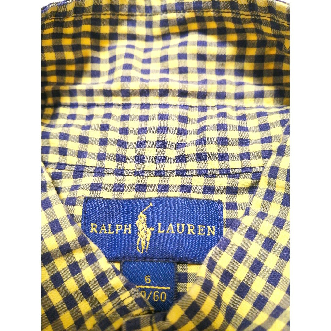 Ralph Lauren(ラルフローレン)の値下げ【RALPH LAUREN】キッズ・シャツ・イエロー×ネイビー・120cm キッズ/ベビー/マタニティのキッズ服男の子用(90cm~)(Tシャツ/カットソー)の商品写真