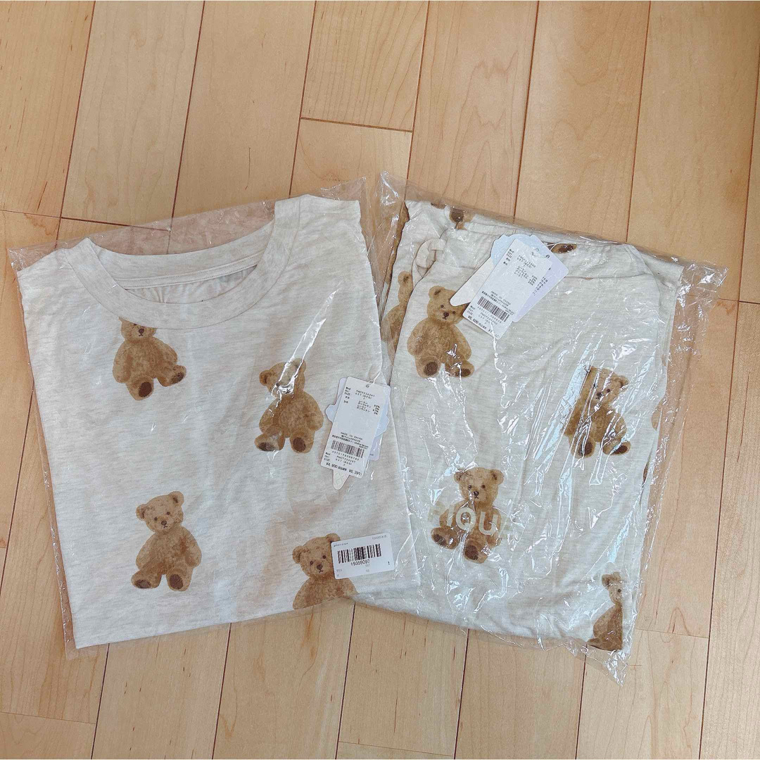 gelato pique(ジェラートピケ)の【新品.タグ付き】☆ジェラートピケ☆ベア柄Tシャツ&ロングパンツセット☆ベージュ レディースのルームウェア/パジャマ(ルームウェア)の商品写真