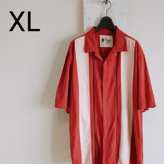 ヴィンテージ(VINTAGE)のVINTAGE SILK 半袖　ツートンシャツ　レッド　シルク　XL(シャツ)