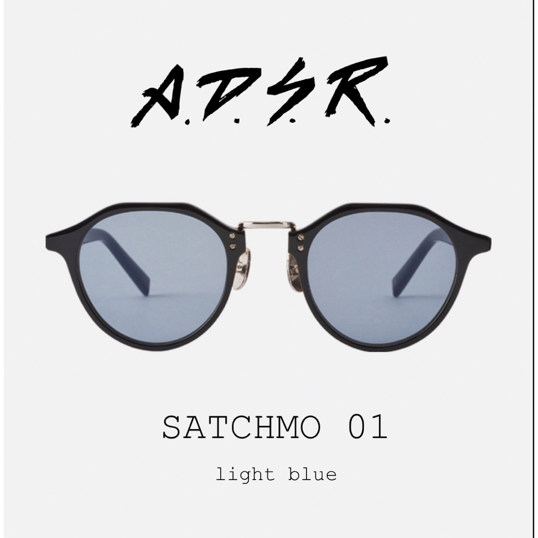 A.D.S.R.(エーディーエスアール)のA.D.S.R SATCHMO 01s light blue 付属品オールセット メンズのファッション小物(サングラス/メガネ)の商品写真