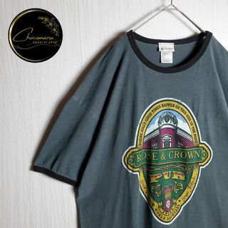 ディズニー(Disney)の【ディズニー リンガーTシャツ グレー 灰 プリントデザイン ビンテージ 古着】(Tシャツ/カットソー(半袖/袖なし))