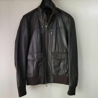 【 SHIPS JET BLUE 】S レザー ブルゾン DARK BROWN