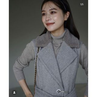 アニュアンス(ánuans)のL’AUBE BLANC Belted Wool long gilet(ロングコート)