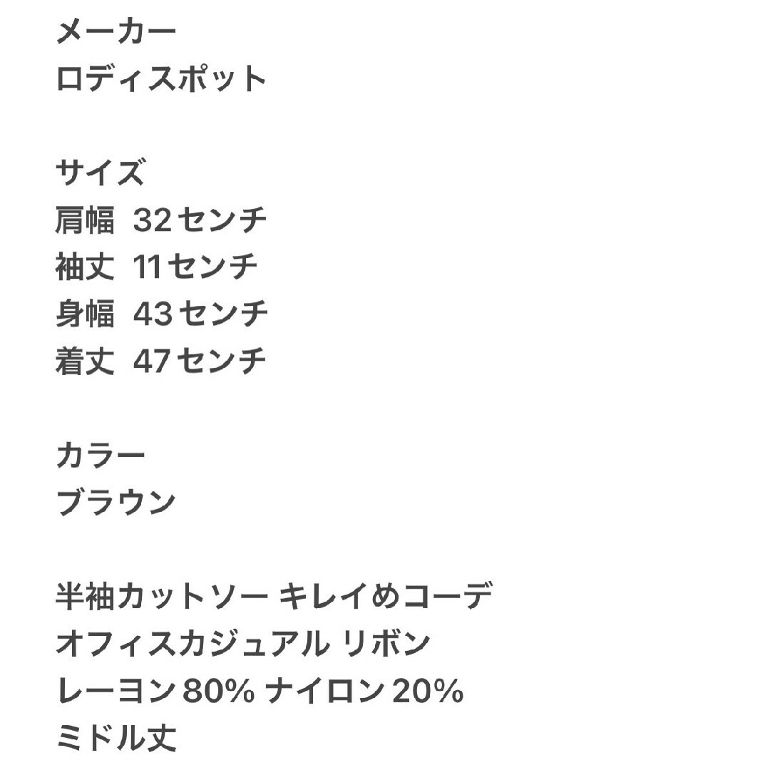 LODISPOTTO(ロディスポット)のロディスポット M 半袖カットソー きれいめコーデ オフィスカジュアル ブラウン レディースのトップス(カットソー(半袖/袖なし))の商品写真