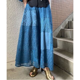 アメリヴィンテージ(Ameri VINTAGE)のアメリ PATCHWORK LACE FLARE SKIRT(ロングスカート)