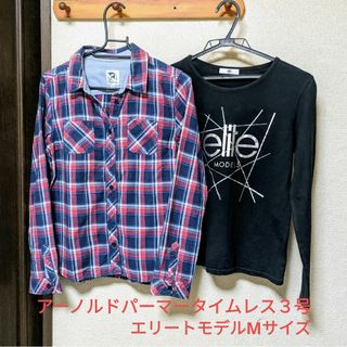 アーノルドパーマー(Arnold Palmer)のアーノルドパーマータイムレス長袖チェックシャツ3号　長袖ＴシャツM　 2点セット(シャツ/ブラウス(長袖/七分))