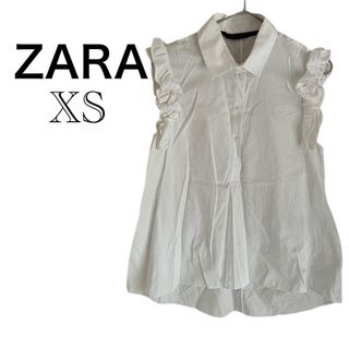 ザラ(ZARA)のZARA  フリルブラウス　フリルシャツ　ノースリーブ　ブラウス　フレアブラウス(シャツ/ブラウス(半袖/袖なし))