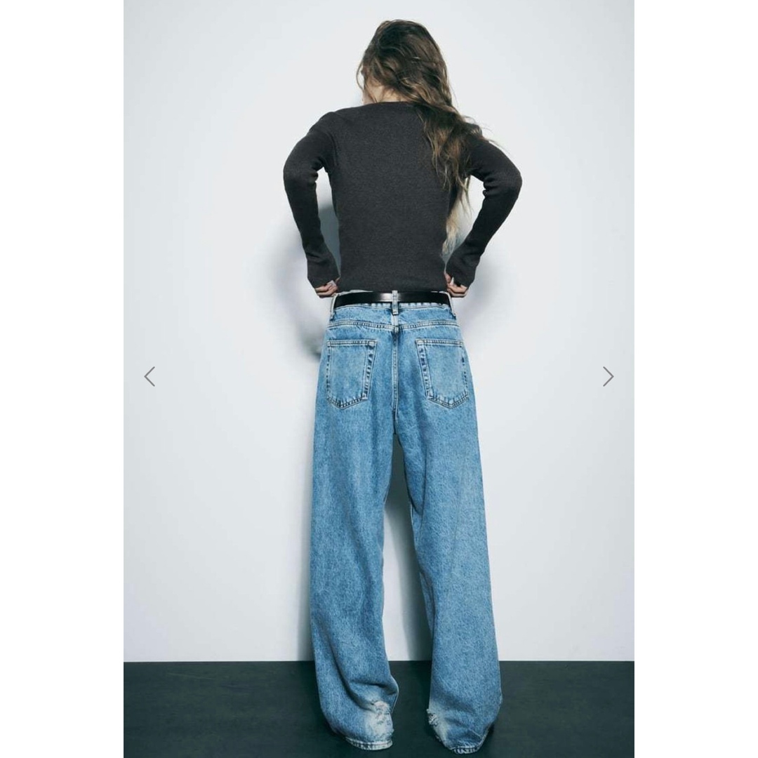 ZARA(ザラ)のZARA リブニット　カーディガン　グレー　長袖 レディースのトップス(カーディガン)の商品写真