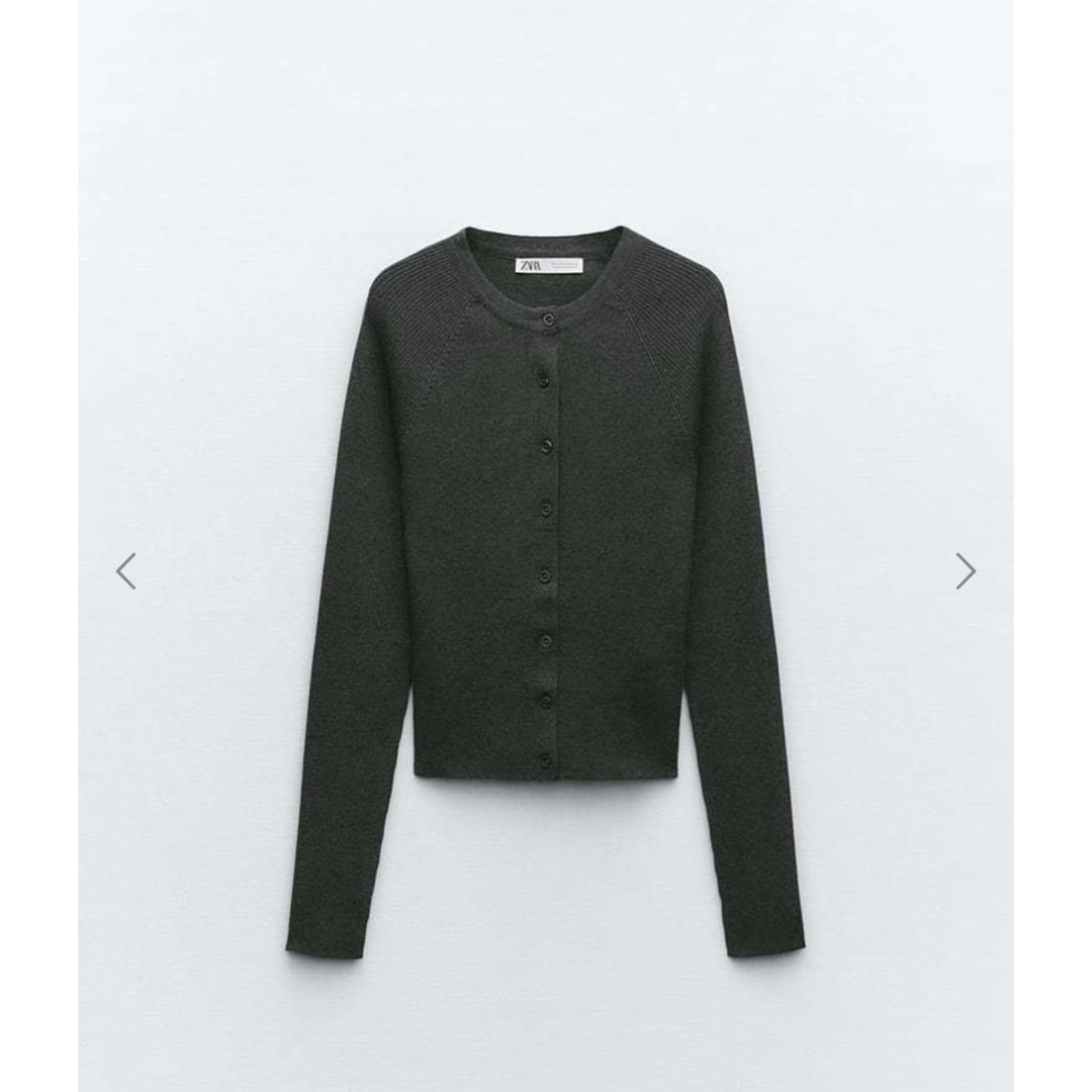 ZARA(ザラ)のZARA リブニット　カーディガン　グレー　長袖 レディースのトップス(カーディガン)の商品写真