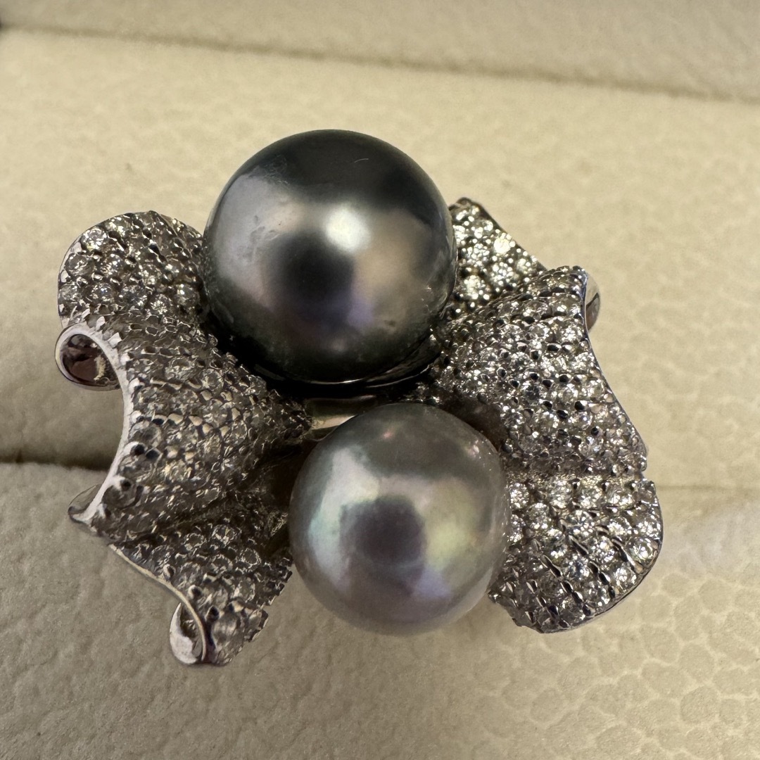 天然海水南洋黒蝶真珠　     アコヤ　デザイン　指輪 レディースのアクセサリー(リング(指輪))の商品写真