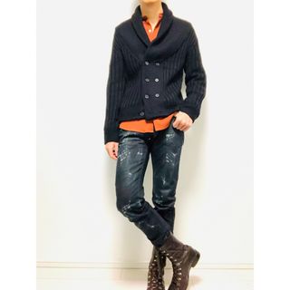 ラフシモンズ(RAF SIMONS)の最終価格ラフバイラフシモンズ　クラッシュ　ブラック　スリム　テーパード　デニム(デニム/ジーンズ)