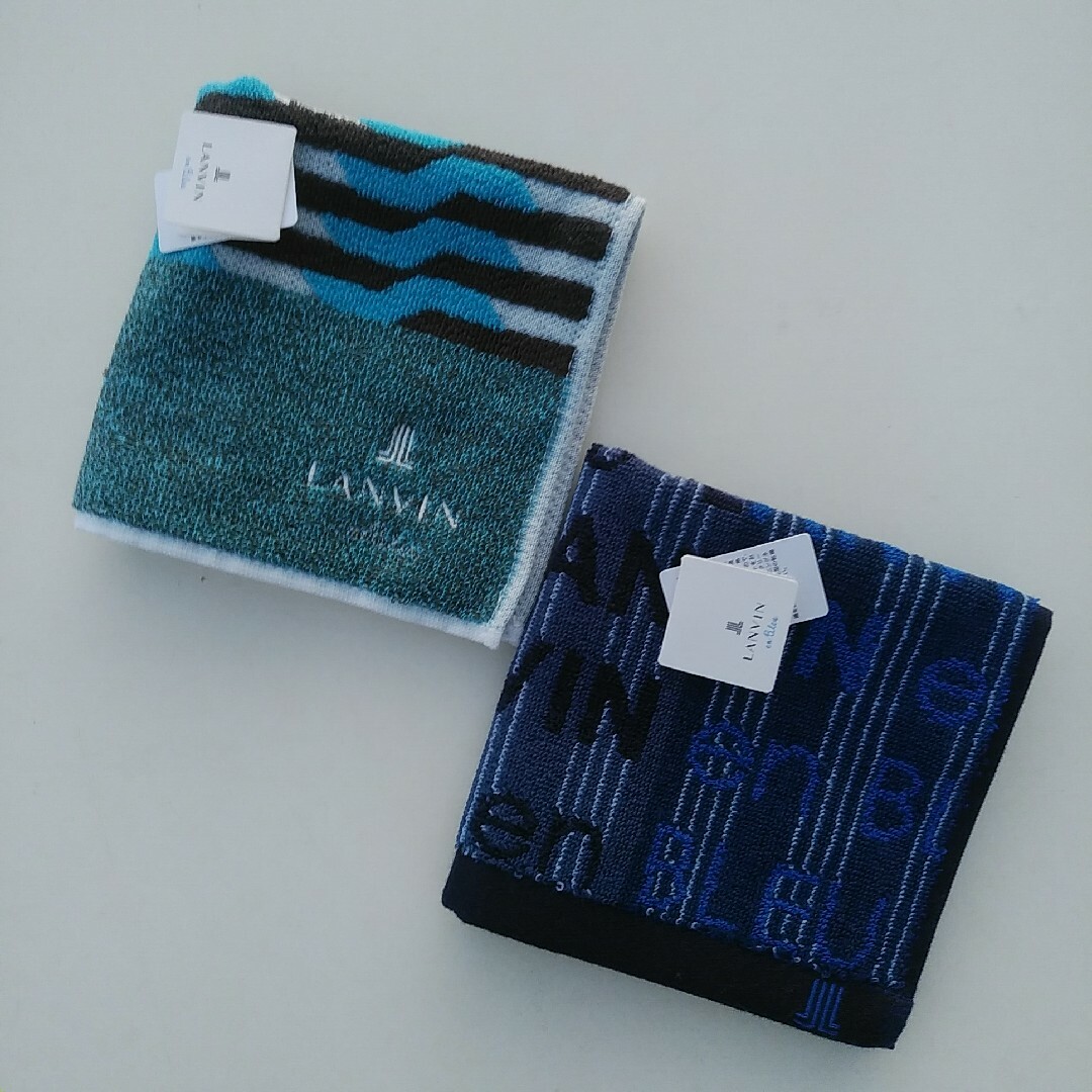 LANVIN en Bleu(ランバンオンブルー)の新品☆ランバンオンブルー　メンズタオルハンカチ2枚セット C メンズのファッション小物(ハンカチ/ポケットチーフ)の商品写真