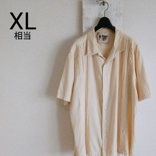 ヴィンテージ(VINTAGE)のVINTAGE SILK 半袖　ラインシャツ　ベージュ　シルク　XL(シャツ)