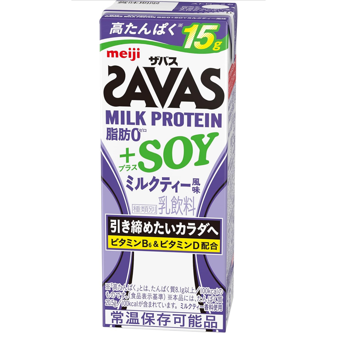 SAVAS(ザバス)のSAVAS MILK PROTEIN 脂肪0+SOY ミルクティー風味48本 食品/飲料/酒の健康食品(プロテイン)の商品写真