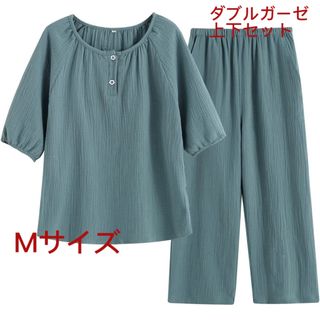 パジャマ M半袖 レディース 上下セット夏ダブルガーゼ パンツ7分丈 夏寝巻き (パジャマ)