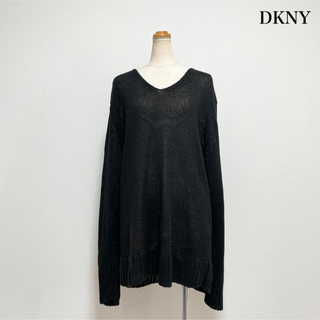 ダナキャランニューヨーク(DKNY)のDKNY ローゲージリネンニット 麻100% 黒 Y2K(ニット/セーター)