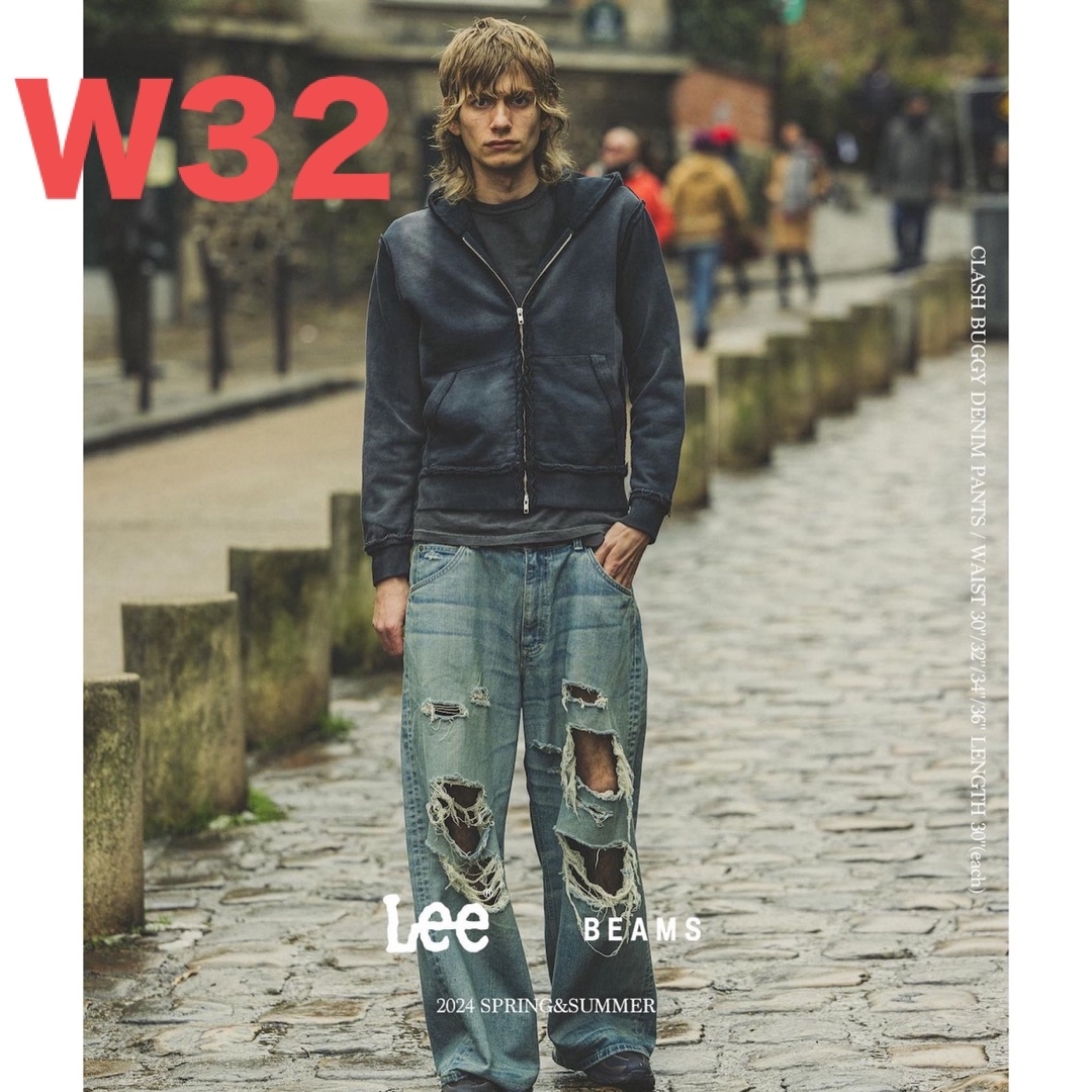 Lee - 【W32】 Lee × BEAMS / 別注 クラッシュ バギー デニム Lee - 【W32】 Lee × BEAMS / 別注 クラッシュ バギー デニム