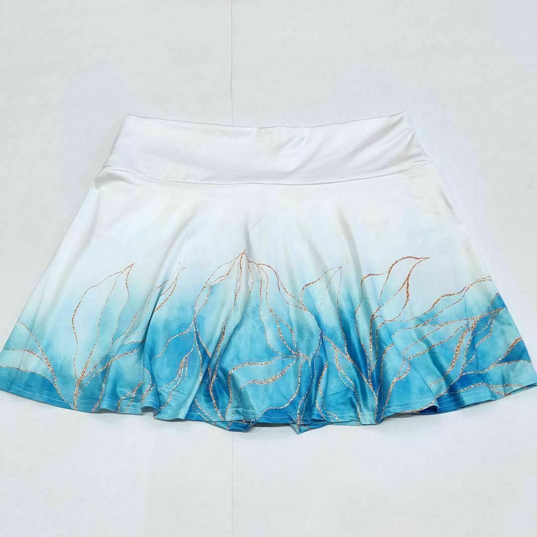 ☀️セール☀️ M 水色 テニス スコート インナーパンツ付き スカート