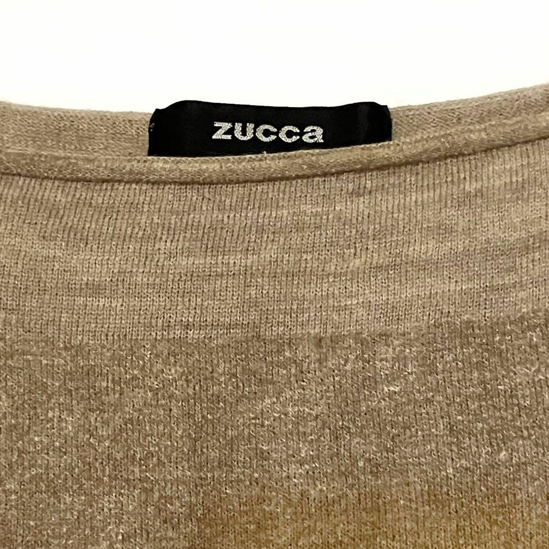 ZUCCa(ズッカ)のzucca ズッカ★太ボーダー柄 半袖ニット オーバーサイズ モカブラウン レディースのトップス(ニット/セーター)の商品写真