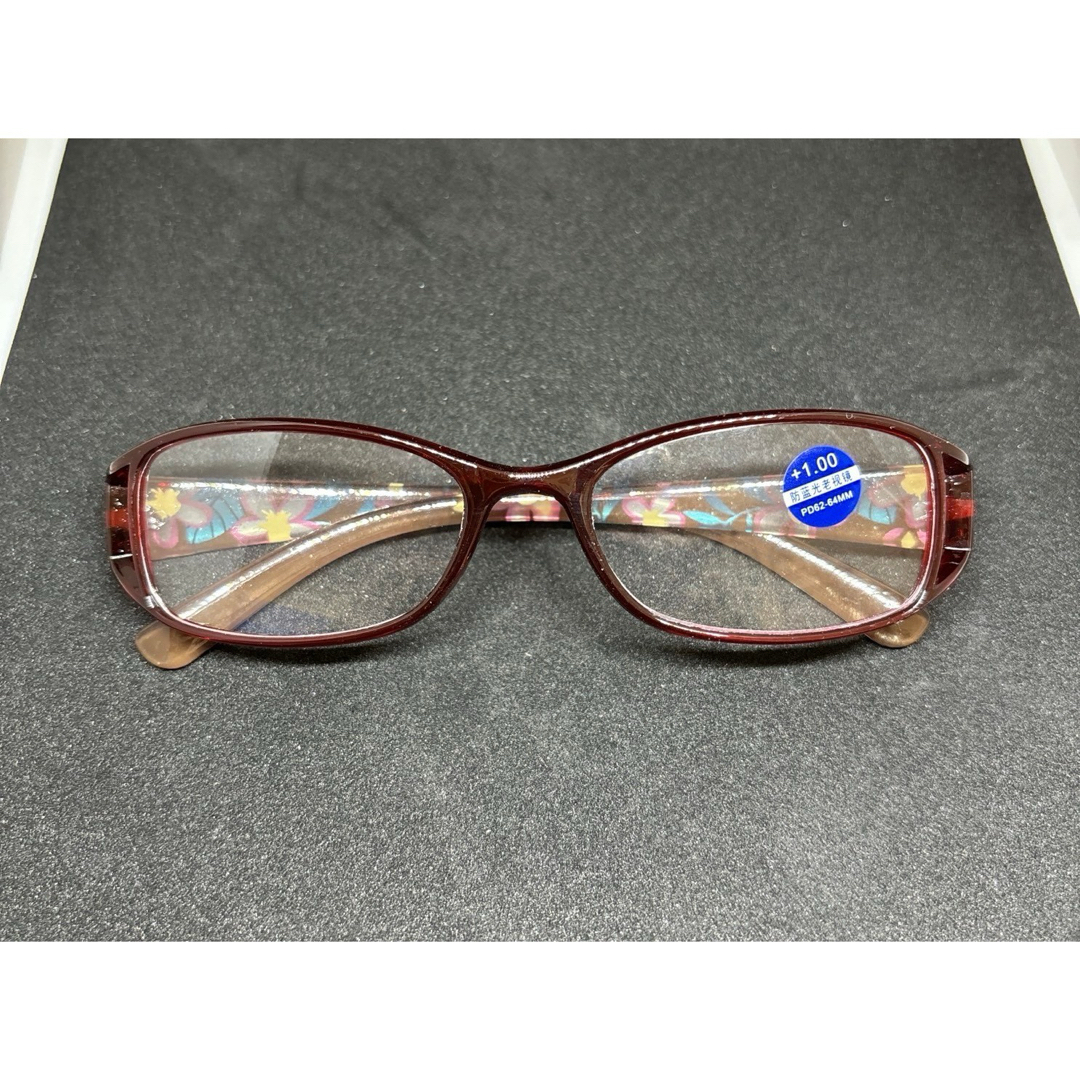 老眼鏡 花柄 シニアグラス おしゃれ＆ブルーライトカット ＋1.5 レッド レディースのファッション小物(サングラス/メガネ)の商品写真