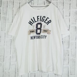 トミーヒルフィガー(TOMMY HILFIGER)の【レトロ古着】トミーヒルフィガー ボロTシャツ デカロゴ ニューヨーク XL 白(Tシャツ/カットソー(半袖/袖なし))