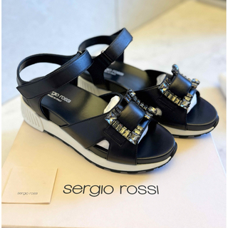 セルジオロッシ(Sergio Rossi)のセルジオロッシ クリスタル ビジュー ランニングサンダル 未使用品(サンダル)