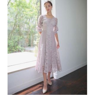 アンドクチュール(And Couture)のAnd Couture ウエストリブ切替イレヘムレースドレス(ロングワンピース/マキシワンピース)