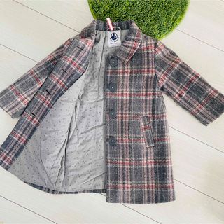 プチバトー(PETIT BATEAU)の美品 プチバトー 3ans 94cm ウール 中綿 コート(コート)