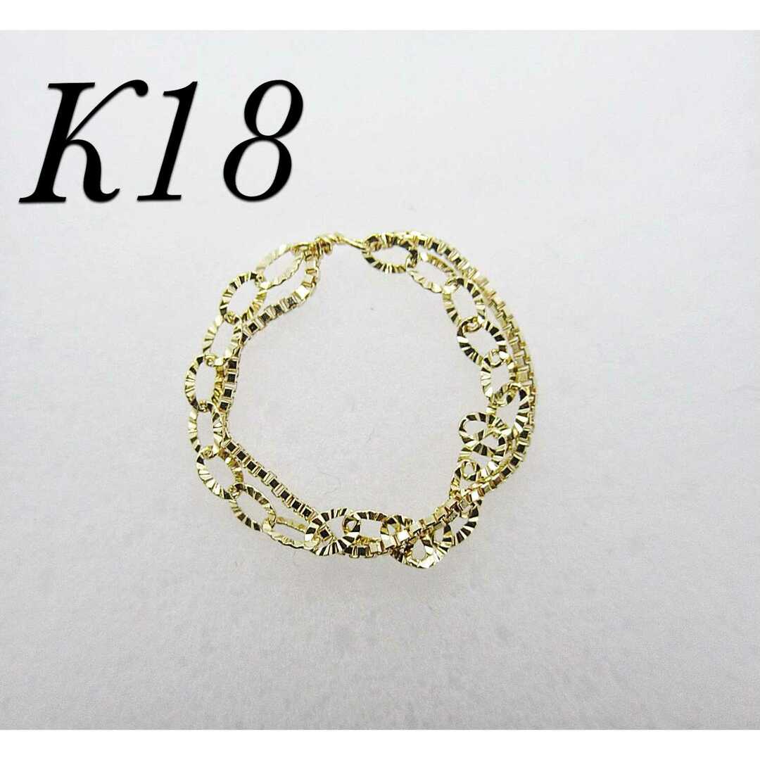 K18 18金 2連　デザインリング レディースのアクセサリー(リング(指輪))の商品写真