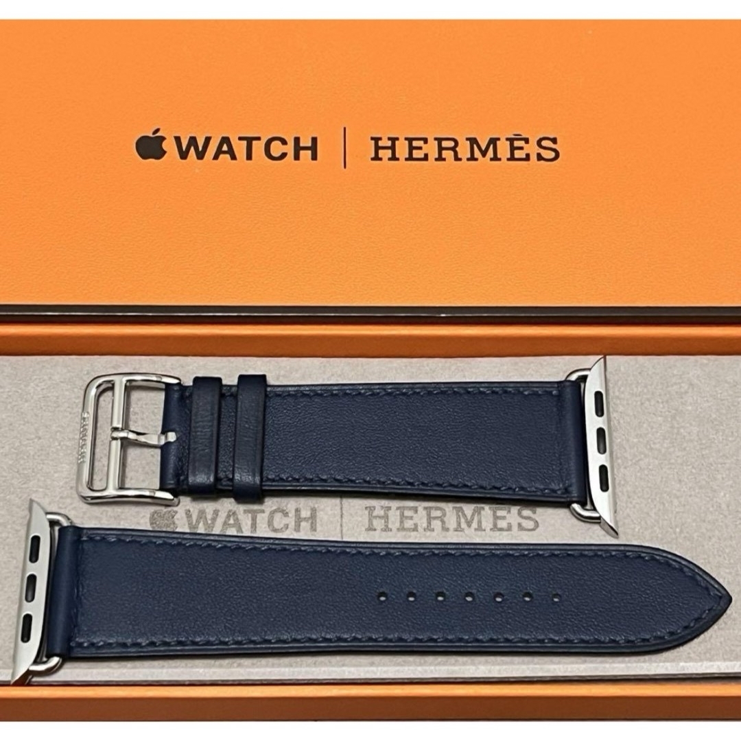 Apple(アップル)のApple Watch HERMESレザーバンド ネイビー メンズの時計(レザーベルト)の商品写真