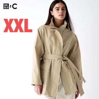 UNIQLO - 【XXL】UNIQLO C スタンドカラーオーバーサイズコート ベージュ