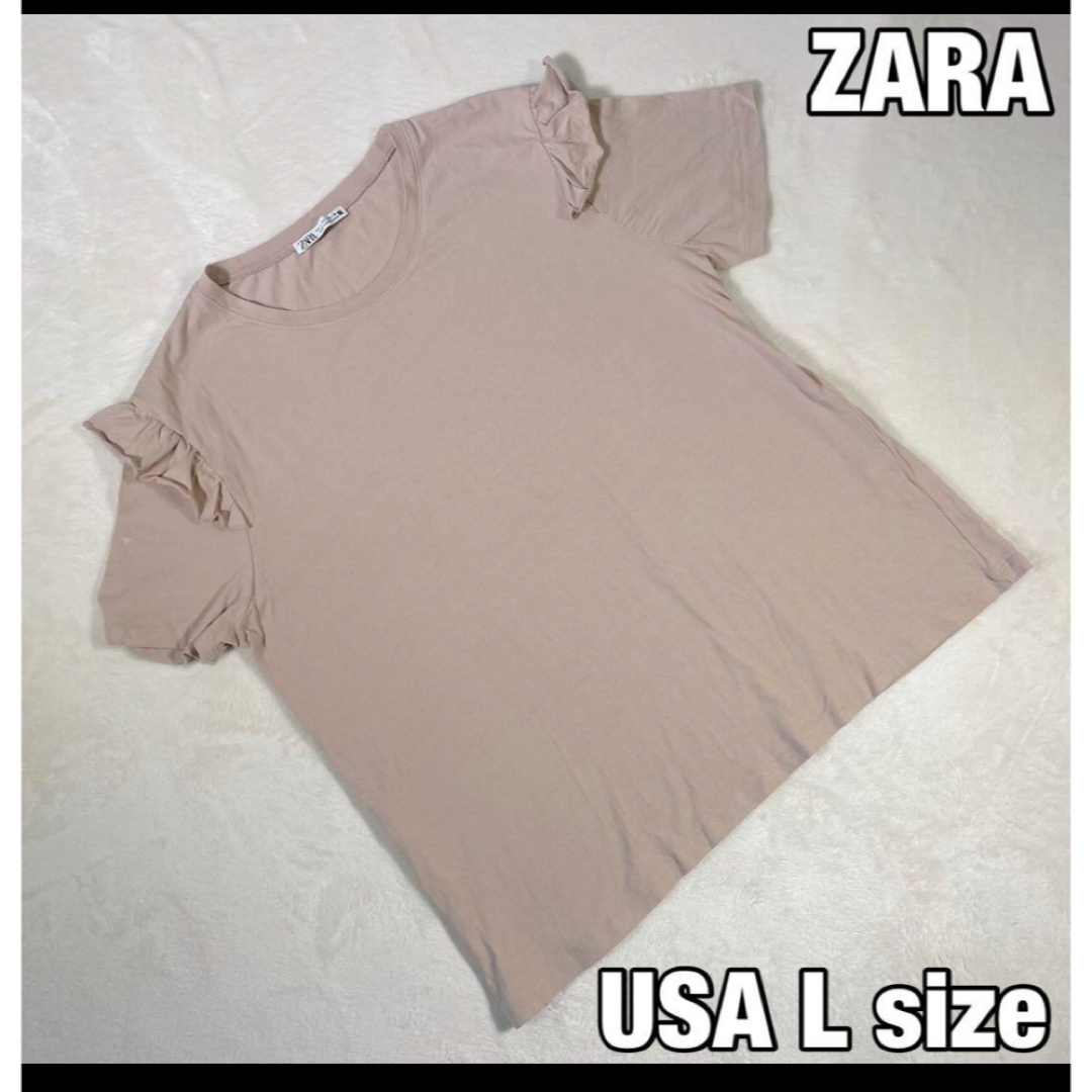 ZARA(ザラ)の【ZARA】ザラ　アースカラー フランジショルダー 半袖ブラウス レディースのトップス(Tシャツ(半袖/袖なし))の商品写真