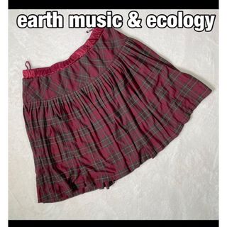 earth music & ecology - 【earth music & ecology】チェック柄ミニスカート ギャザー