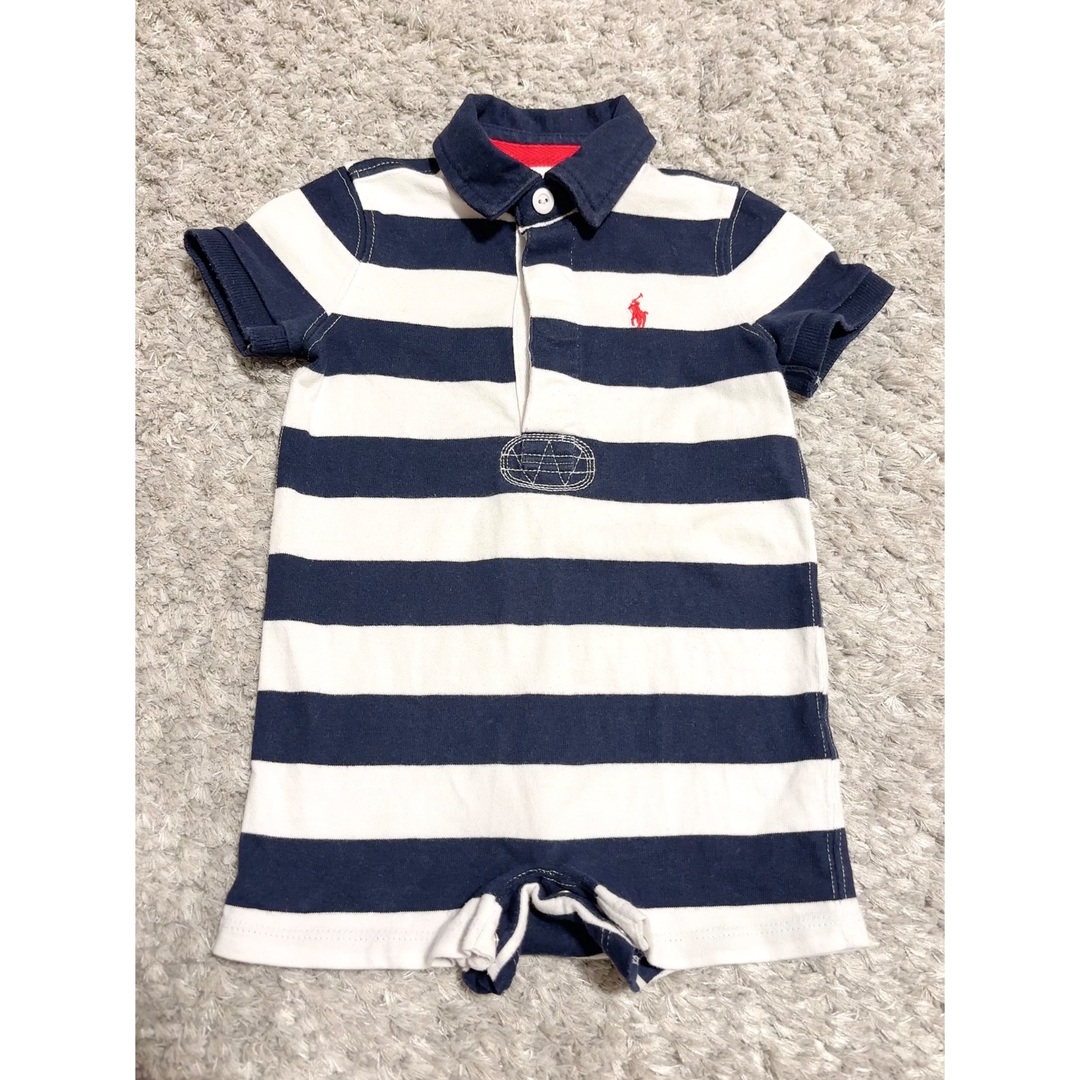 Ralph Lauren(ラルフローレン)のRalph Lauren ラルフローレン ボーダーロンパース 6m キッズ/ベビー/マタニティのベビー服(~85cm)(ロンパース)の商品写真